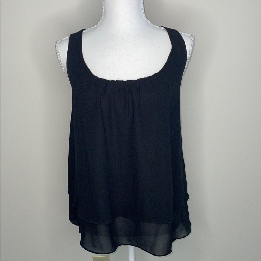 Rebecca Hampton Black Layered & Ruffled Sleeveless Top. Small